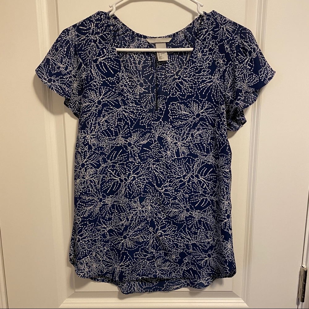 Royal Blue Flutter Sleeve Blouse